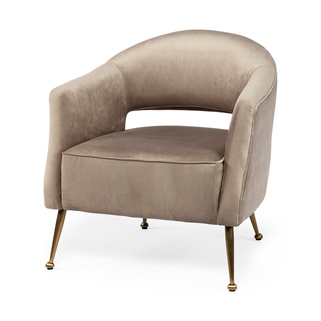 Giles Taupe Velvet W/ Gold Metal Base Accent Chair