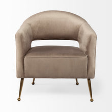 Load image into Gallery viewer, Giles Taupe Velvet W/ Gold Metal Base Accent Chair
